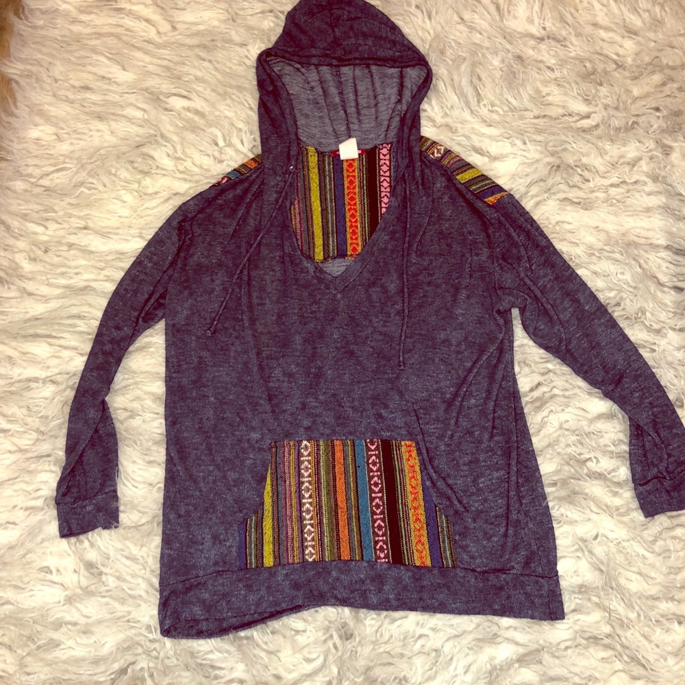 Aztec pocket and back hoodie